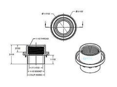 AQUASTAR POOL PRODUCTS AquaStar 3703 AquaStar Light Niche / Return Fitting | Fits Inside 2 Pipe | Light Gray | 3703