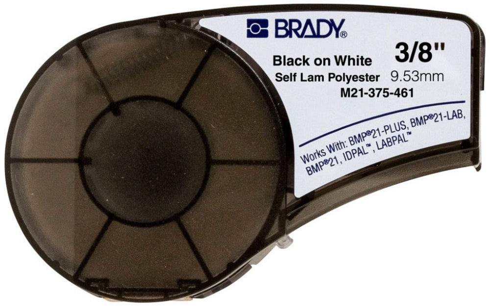 BRADY Brady M21-375-461 Label Polyester 0.375in x 21ft BK/WT