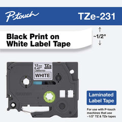 BROTHER Brother TZE231 Laminated Tape 1/2 x 26.2 Ft Black On White