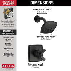 DELTA FAUCET Delta Faucet T17264-BL Ashlyn One Handle Single Function Shower Faucet in Matte Black Trim Only