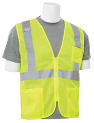 ERB Safety 61648 L Size Economy Mesh Safety Vest Reflective Strip in Lime