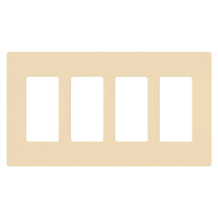LUTRON Lutron CW-4-IV Claro Wallplate Gloss Finish Four-gang in ivory