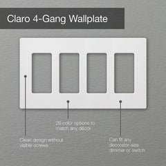LUTRON Lutron CW-4-IV Claro Wallplate Gloss Finish Four-gang in ivory