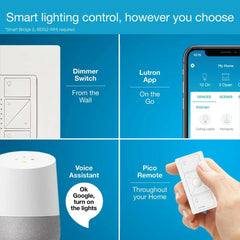 LUTRON Lutron P-DIM-3WAY-WH In-Wall 3-Way Smart Dimmer Switch Kit, Wireless RF