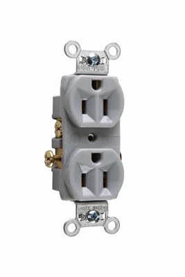 LEGRAND Pass & Seymour CR15-GRY Commercial Spec Grade Duplex Receptacle, Side Wire, 15A 125V - Gray