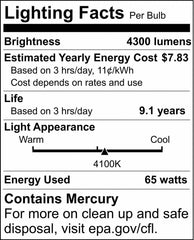 SATCO S7385 65W T5 Compact Fluorescent Light Bulb with Medium Base