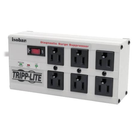 TRIPP LITE Tripp Lite ISOBAR6 Surge Protector Outlet, 120 VAC, 12 A, 6 Outlets, 6 ft Cord, ISOBAR6
