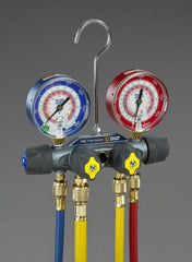 YELLOW JACKET Yellow Jacket 49968 Titan 4-Valve Test & Charge Manifold with 3-1/8 in. F Gauges and 60 in. PLUS II Compact Ball Valve Hose Set - R22/R404A/R410A