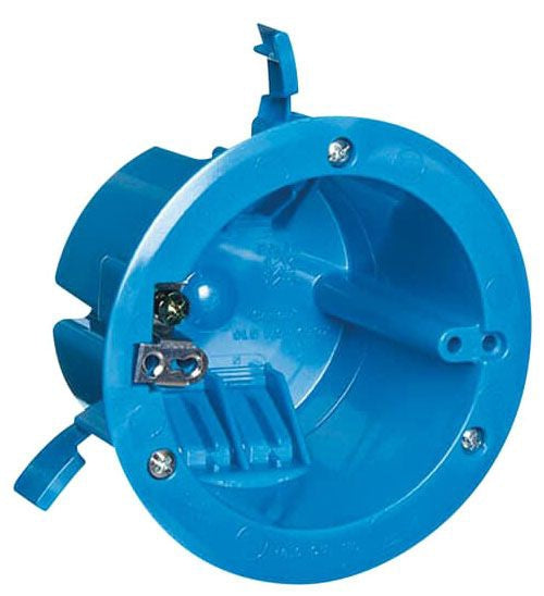 CARLON Carlon B618RR Old Work Round Ceiling Box, 18 cu-in, Polycarbonate, Blue