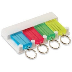 Lucky Line 60540 Key Tag Rack, 4-Key, Rugged Plastic, White, With (4) Tag, Adhesive Strip, Screw, Jump Ring
