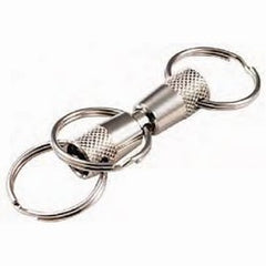 Lucky Line 71501 Key Release Ring, 3-Way, Pull Apart, Bright Aluminum with Nickel Plated Steel Split Key Ring