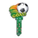 LUCKY LINE B135S House Key, Schlage, Soccer, Brass, Enamel Coating, 1 each per Card