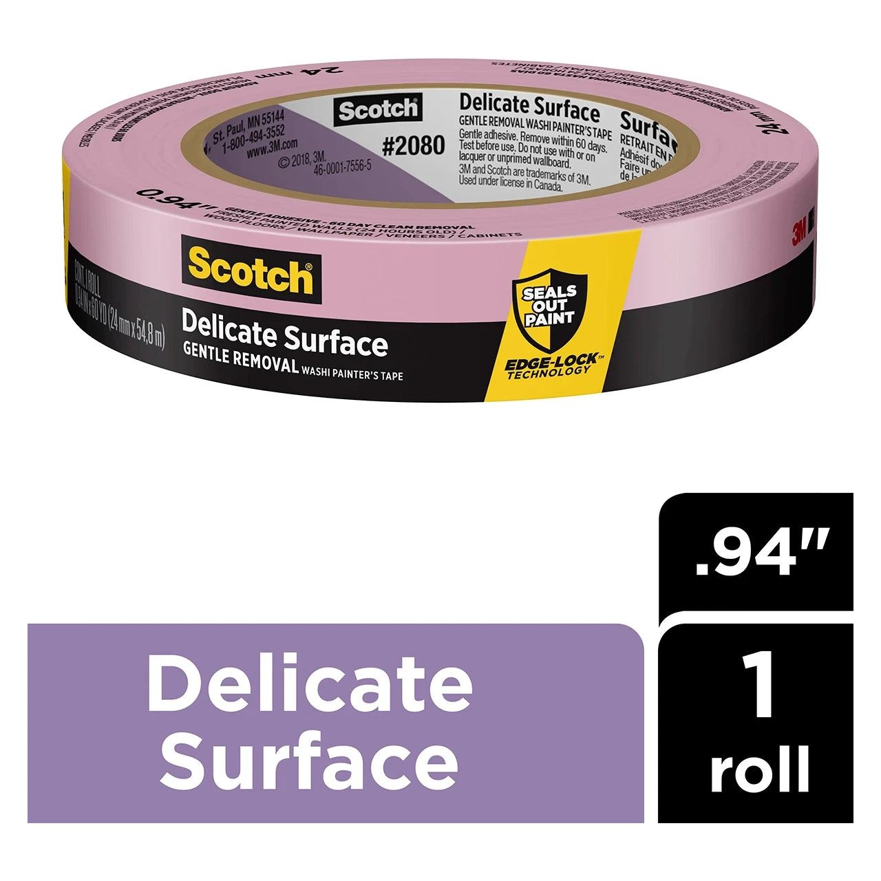 3M 3M 7100185006 Scotch Delicate Surface Painter's Tape 0.94 in x 60 yd (24 rolls case)