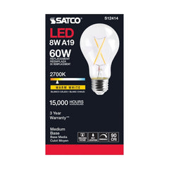 SATCO-NUVO Satco S12414 8 Watt LED Lamp A19 Medium Base 2700K 120 Volt