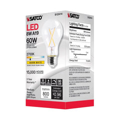 SATCO-NUVO Satco S12414 8 Watt LED Lamp A19 Medium Base 2700K 120 Volt