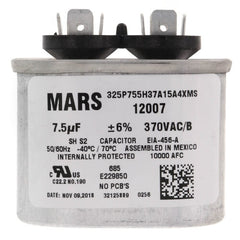 MARS 12007 7.5 MFD Oval Run Capacitor 370V