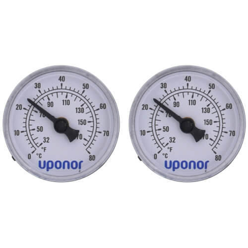 UPONOR Uponor A2771050 Stainless Steel Manifold Temp Gauge Set of 2