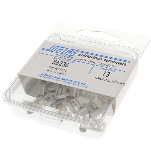 MARS MARS 86236 Terminal Non-Insulated Solderless Size 12-10 1/4 Female Flag (13 Pack)
