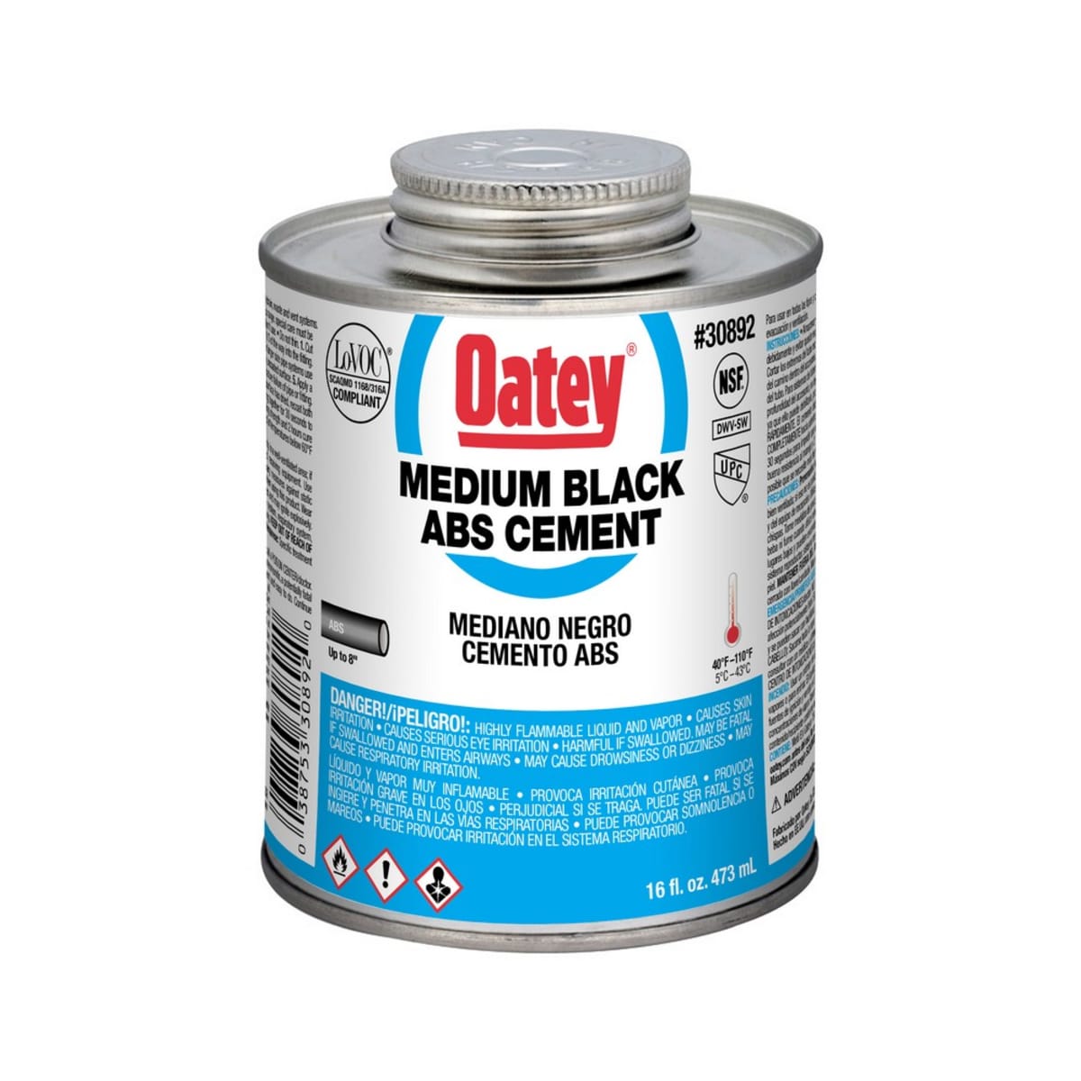 OATEY Oatey 30892 16 oz. Plastic Black Pipe Cement