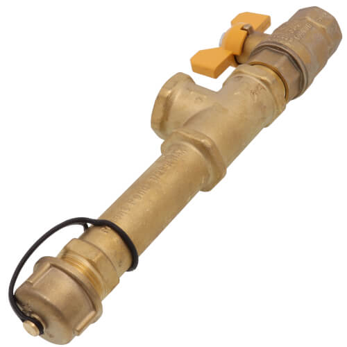 WEBSTONE Webstone H-22443-24-FP Gas Sediment Trap Kit Forged Brass Full Port Gas Ball Valve w/ 3 Tee Fitting, Cap & 24 x 3/4 Gas Flex Line