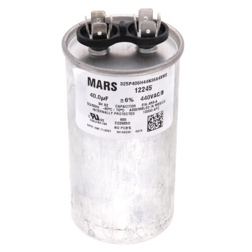 MARS MARS 12245 40 MFD Round Run Capacitor 440V