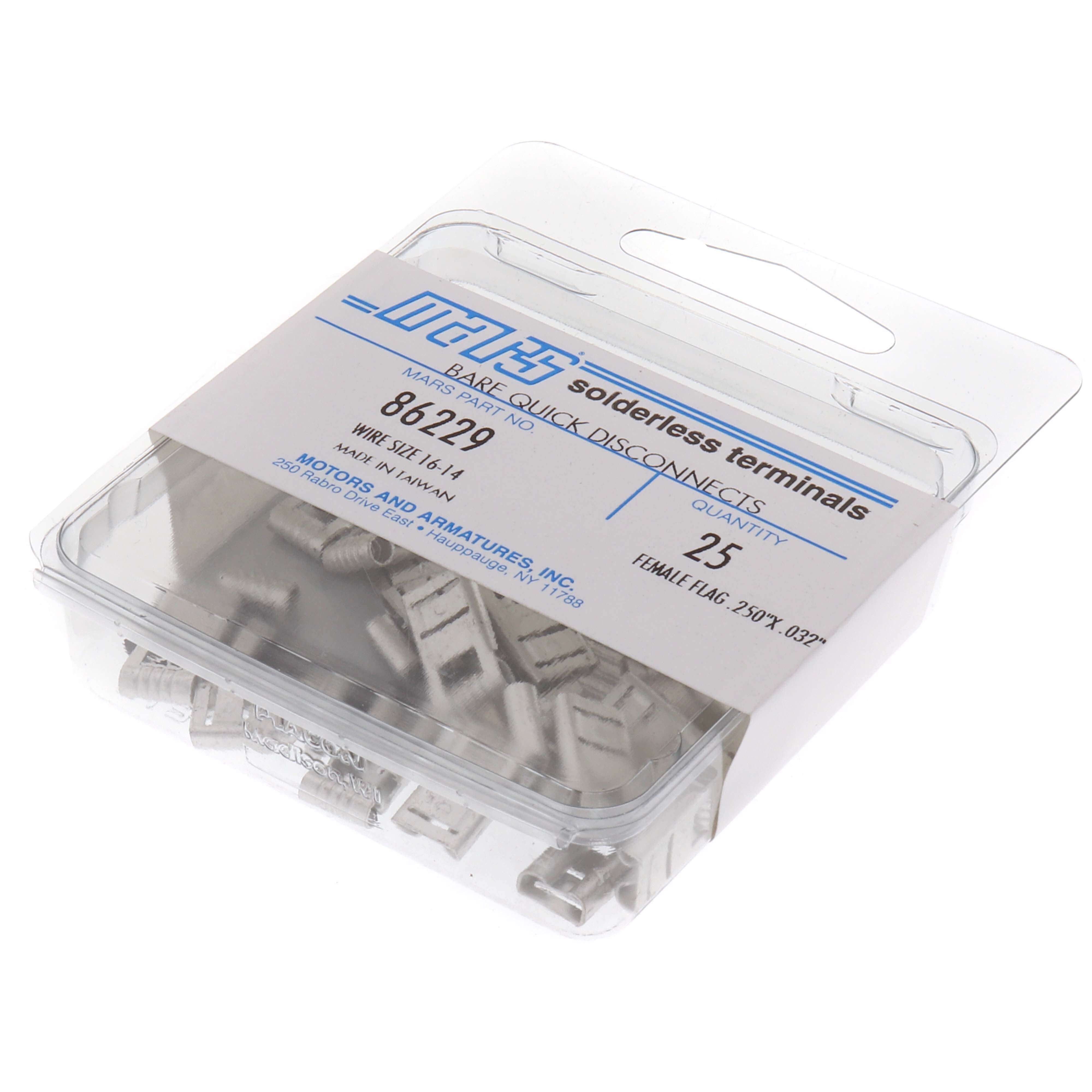 MARS MARS 86229 Solderless Terminal, 16-14 1/4 Fe Flag Non-Insul QD 25/Pk