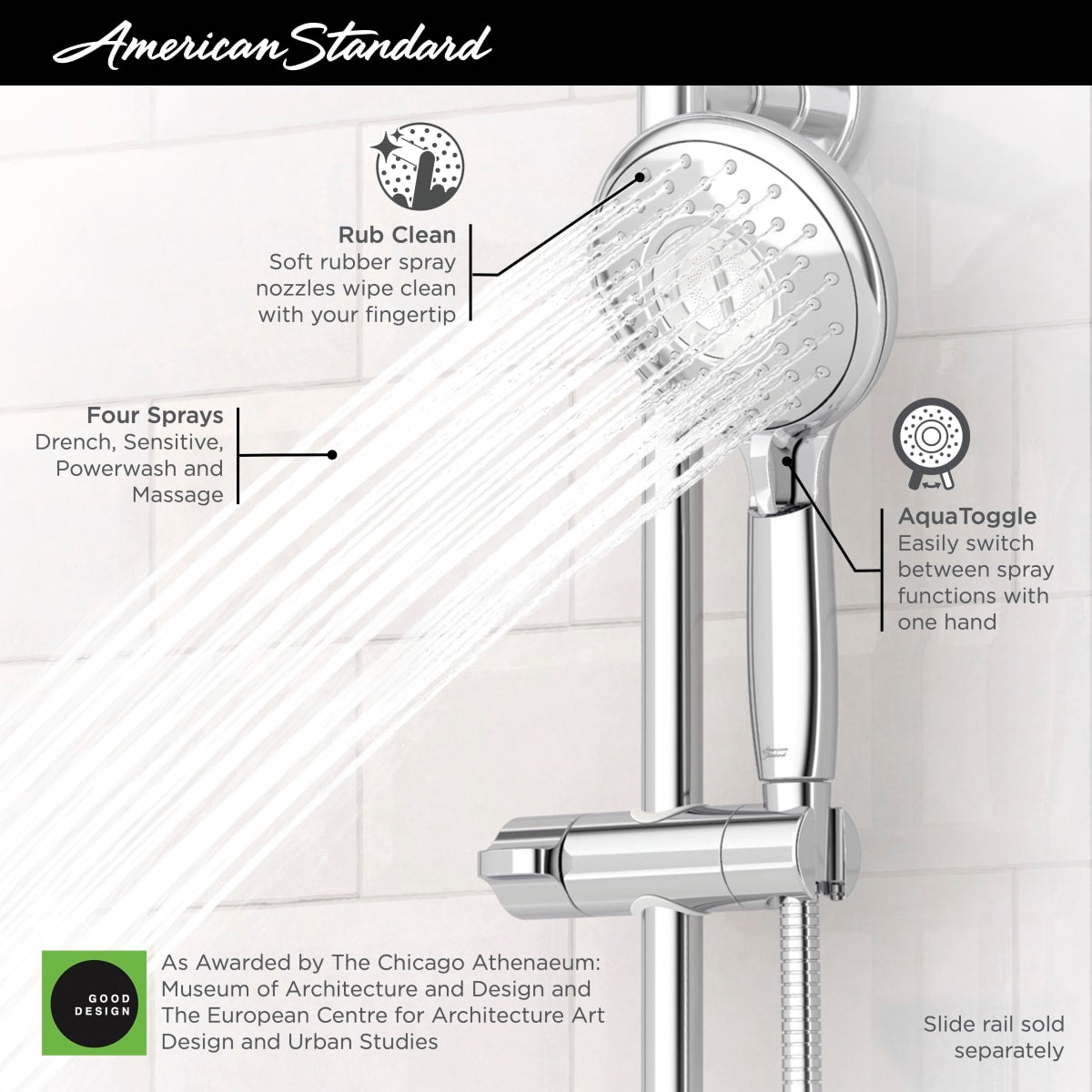 AMERICAN STANDARD American Standard 9038154.GN0 Spectra® Handheld 1.8 gpm 5 4-Function Hand Shower