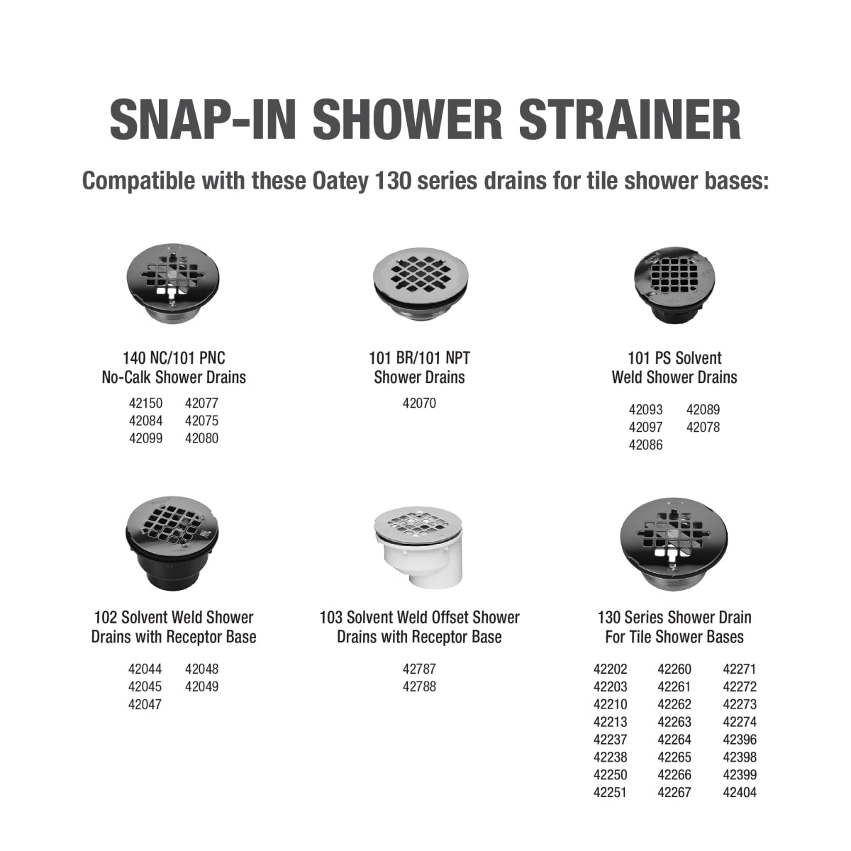 OATEY Oatey 42422 Universal 4-1/4 in. Snap-Tite Strainer Matte Black