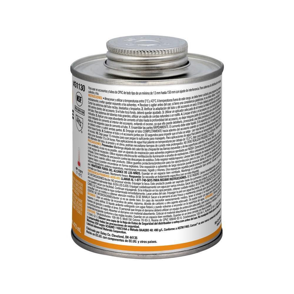 OATEY Oatey 31130 16 oz Plastic Orange Pipe Cement