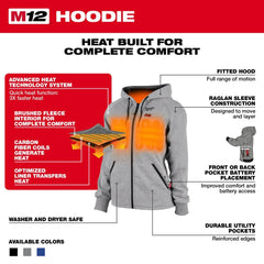 Milwaukee 336G-21L Women's Heated Hoodie Gray Large