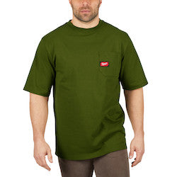 MILWAUKEE Milwaukee 601OG-XL Heavy Duty Pocket T-Shirt - Short Sleeve - Green XL