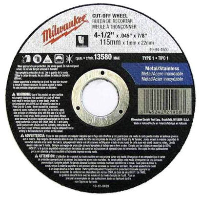 MILWAUKEE 49-94-4500 GRINDING & CUT OFF WHEELS