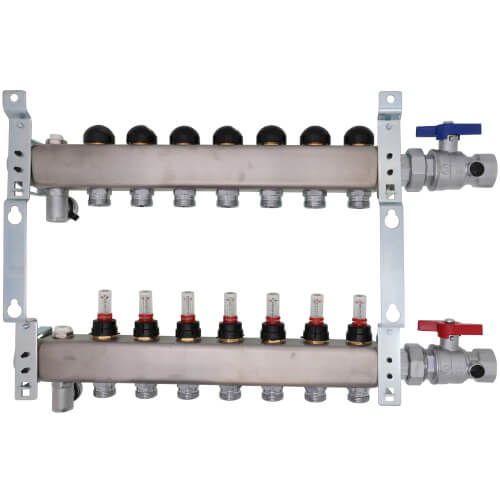 UPONOR Uponor A2720702 7 Loop Stainless Steel Manifold Assy 1 1/4 With Flow Meter