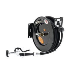 T&S Brass 5HR-242-01 Equip Hose Reel, Open, Powder Coated Steel, 50' x 3/8 ID Hose with Spray Valve