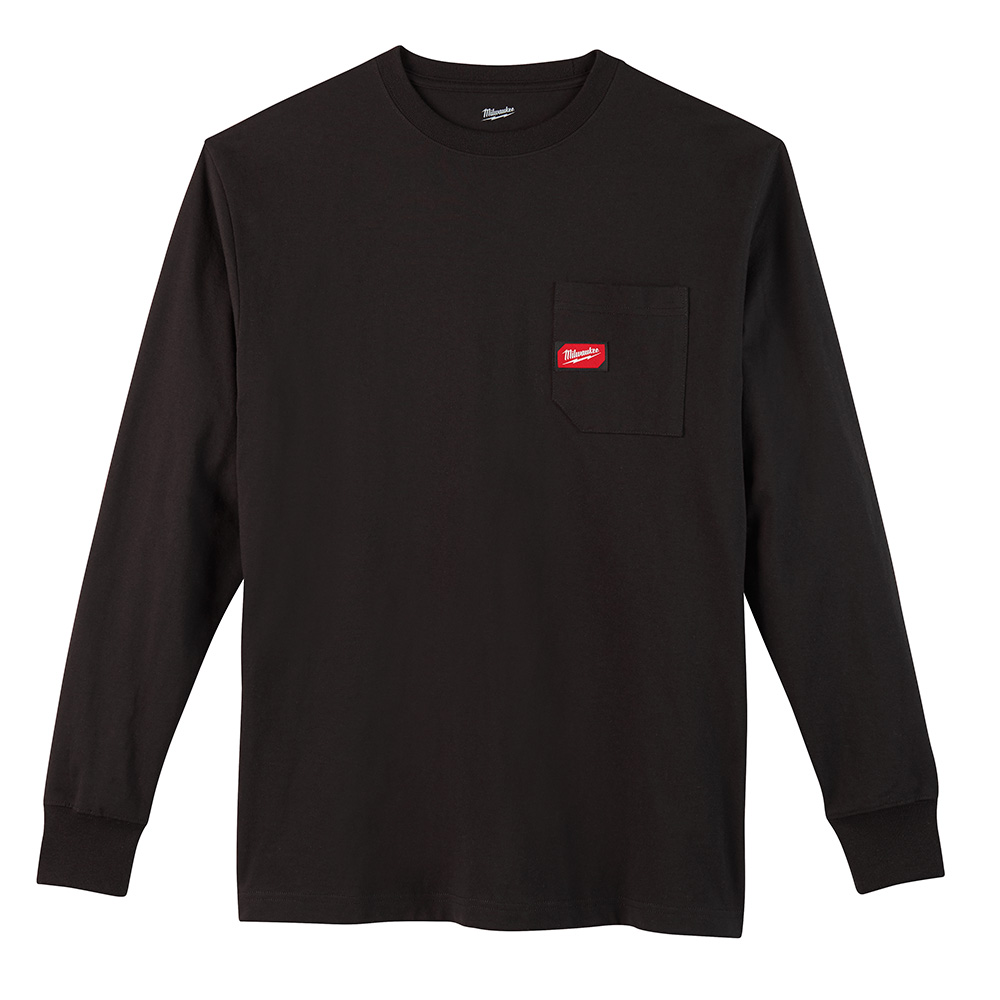 MILWAUKEE Milwaukee 602B-3X Heavy Duty Pocket T-Shirt - Long Sleeve - Black 3X