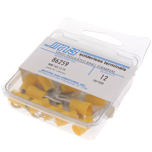 MARS MARS 86259 Insulated Solderless Closed Ring Terminal 12-10 AWG Stud #10 12 Pack