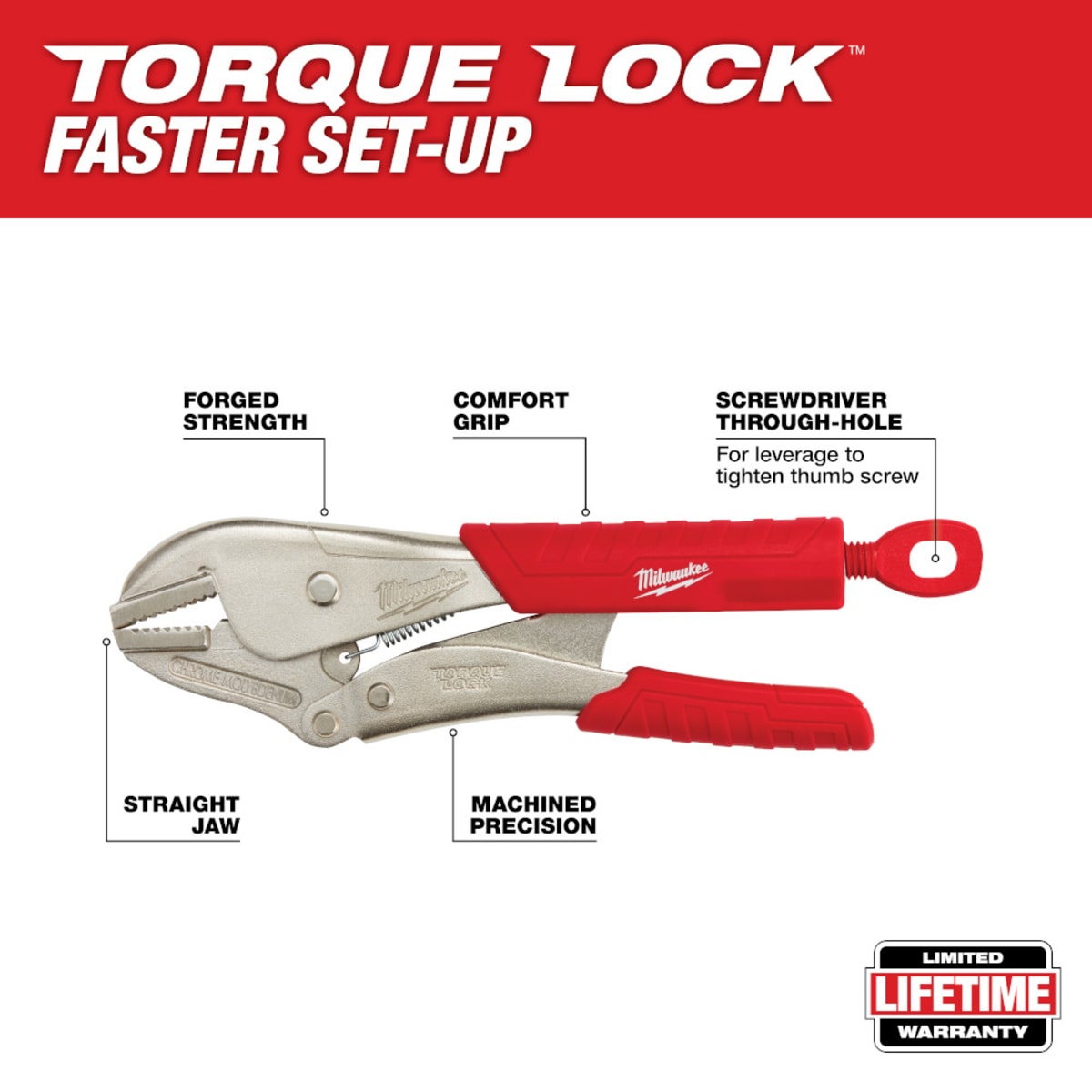 MILWAUKEE Milwaukee 48-22-3810 Straight Jaw Locking Pliers with Grip
