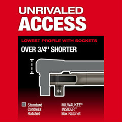 Milwaukee Tool 3050-20 M12 FUEL INSIDER Extended Reach Box Ratchet