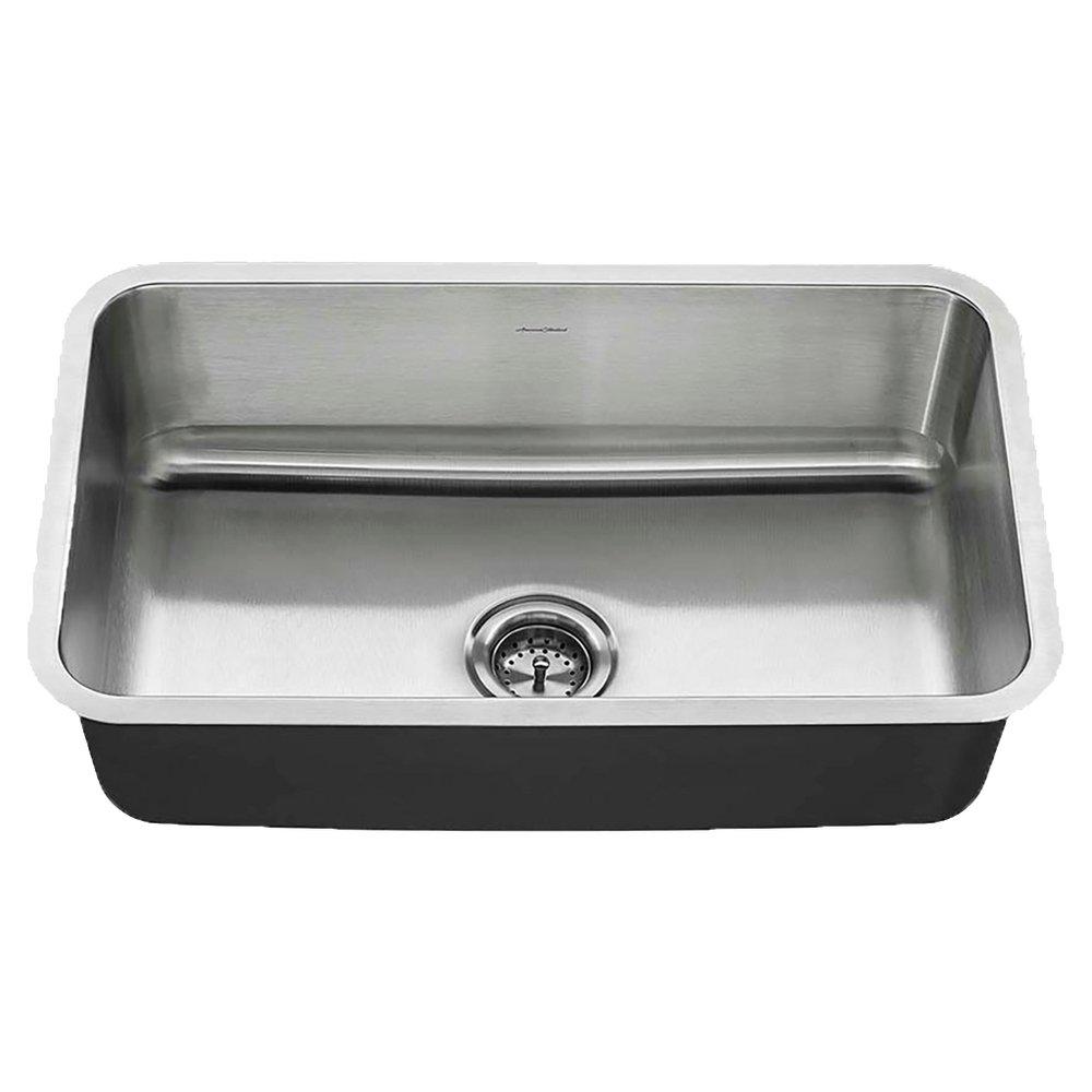 AMERICAN STANDARD American Standard 18SB.9301800T.075 Portsmouth® 30 x 18 in. No Hole Stainless Steel Single Bowl Undermount Kitchen Sink - Drain Included