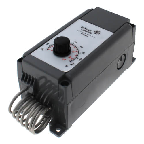 JOHNSON CONTROLS Johnson Controls A19PRC-1C SPDT Coiled Bulb Temperature Control w/ Knob Range Adjuster 30 - 110F 3F Differential