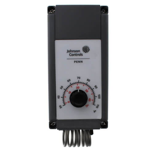 JOHNSON CONTROLS Johnson Controls A19PRC-1C SPDT Coiled Bulb Temperature Control w/ Knob Range Adjuster 30 - 110F 3F Differential