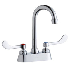 ELKAY Elkay LK406GN04T4 4 Centerset with Exposed Deck Faucet with 4 Gooseneck Spout 4 Wristblade Handles Chrome