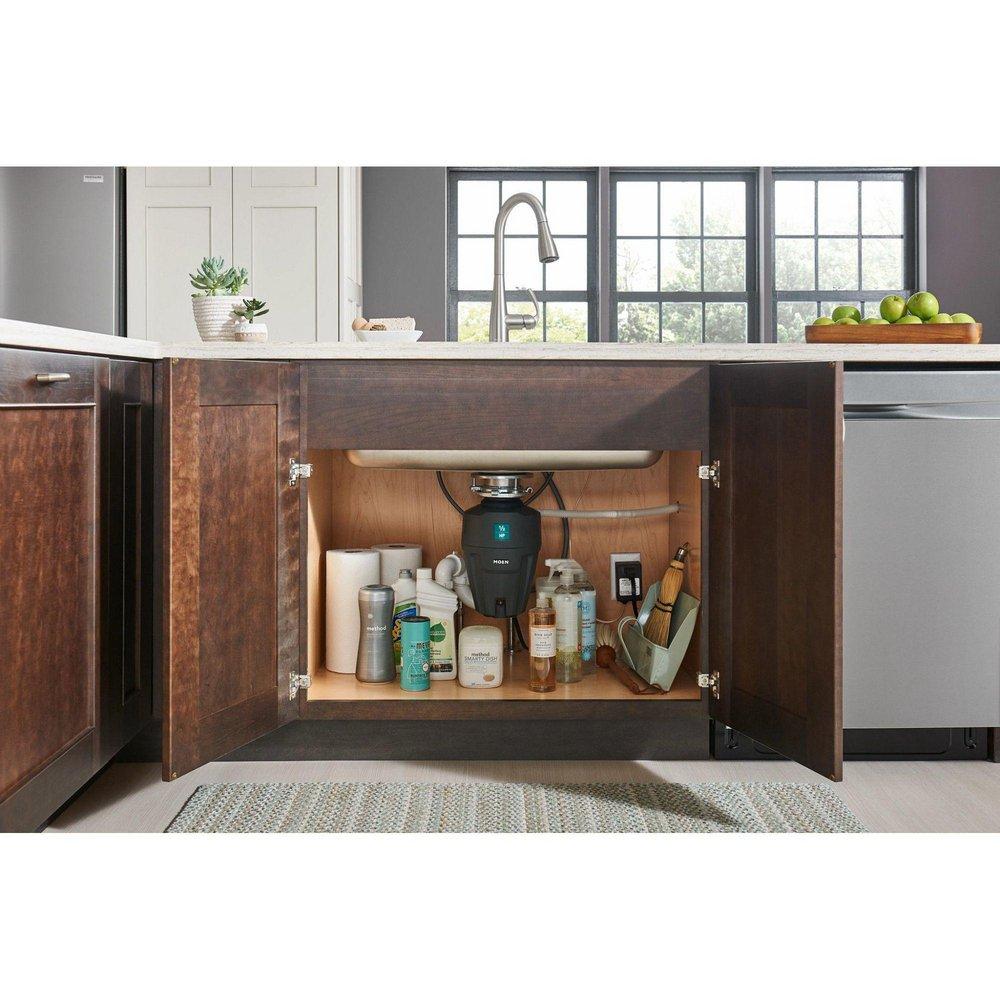 MOEN Moen EXL100C 1 HP Continuous Feed Garbage Disposal with Pre-Installed Power Cord and SoundSHIELD Technology