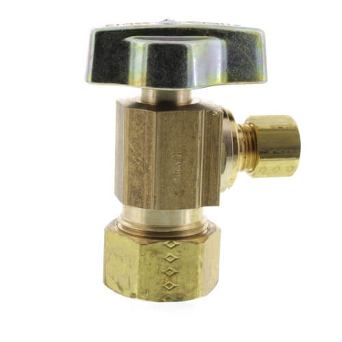 BRASSCRAFT Brasscraft KTCR09XR 1/4-Turn Water Stop Angle Valve 1/2 Inch Nominal Compression x 1/4 Inch OD Compression