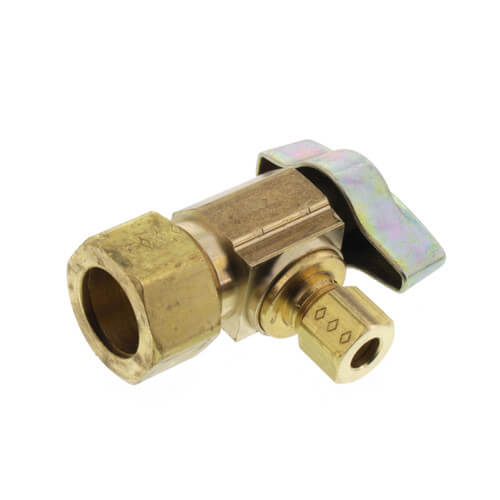 BRASSCRAFT Brasscraft KTCR09XR 1/4-Turn Water Stop Angle Valve 1/2 Inch Nominal Compression x 1/4 Inch OD Compression