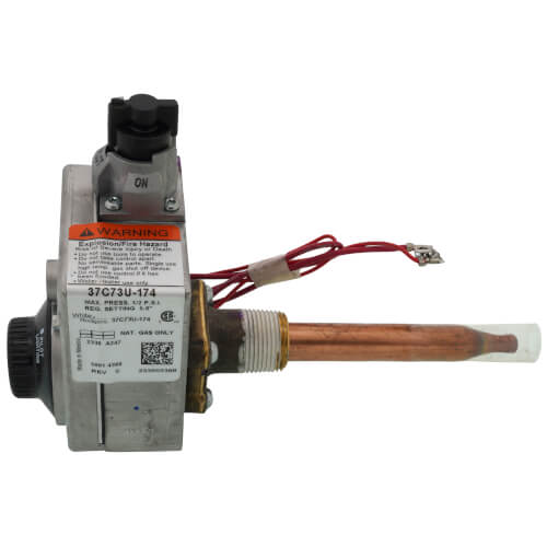 WHITE-RODGERS White Rodgers 37C73U-174 Water Heater Control Nat Gas Only 1/2 NPT In 1/2 Inv. Flare Out 70-155F Range Main Pilot Reg Fixed At 5.0 WC Single Cycle ECO Set At 195F Shank Length 1-1/4 Repl AO Smith 186300-000