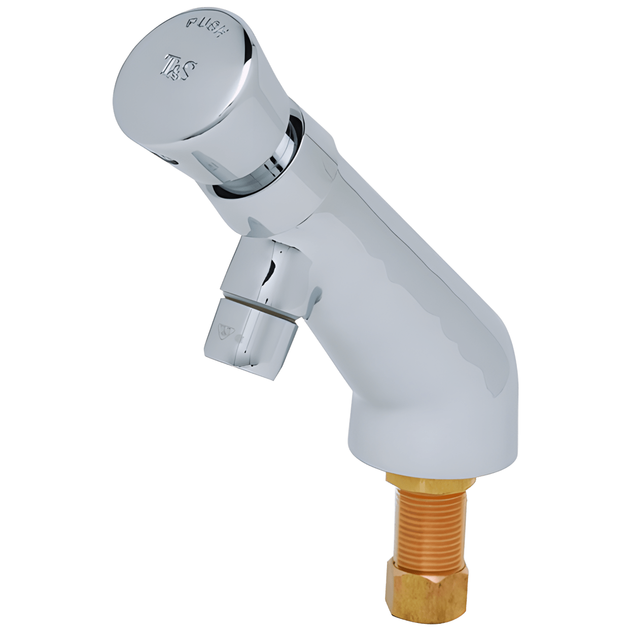 T&S BRASS T&S Brass B-0805 Metering Faucet, Single Temperature, Push Button Cap, 1/2 NPT Male Shank