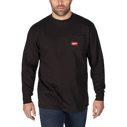 MILWAUKEE Milwaukee 602B-2X Heavy Duty Pocket T-Shirt - Long Sleeve - Black 2X