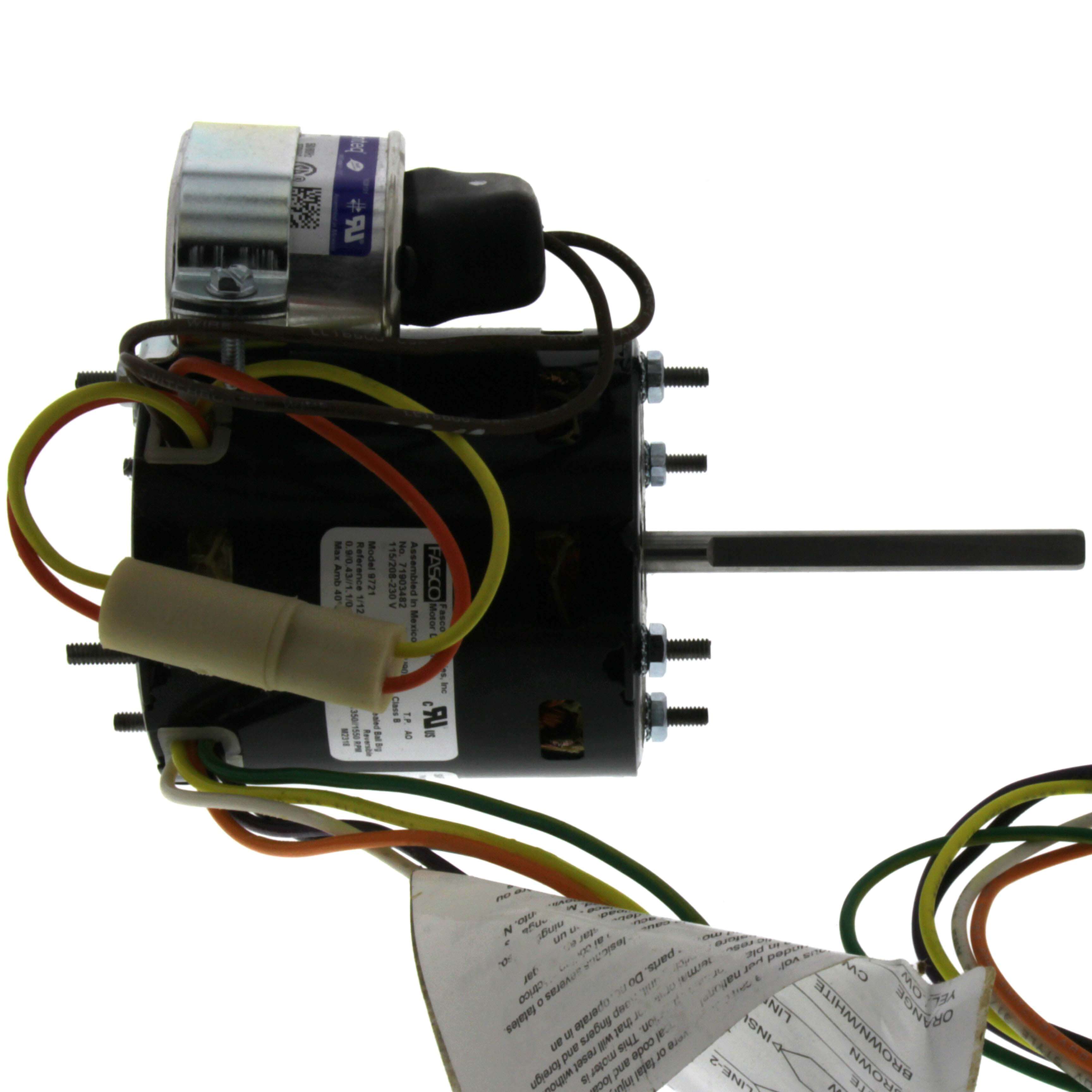 GENTEQ MOTORS Fasco 9721 OEM Motor 1/12 hp 3-3/8 Dia 115/208-230V PSC Reversible