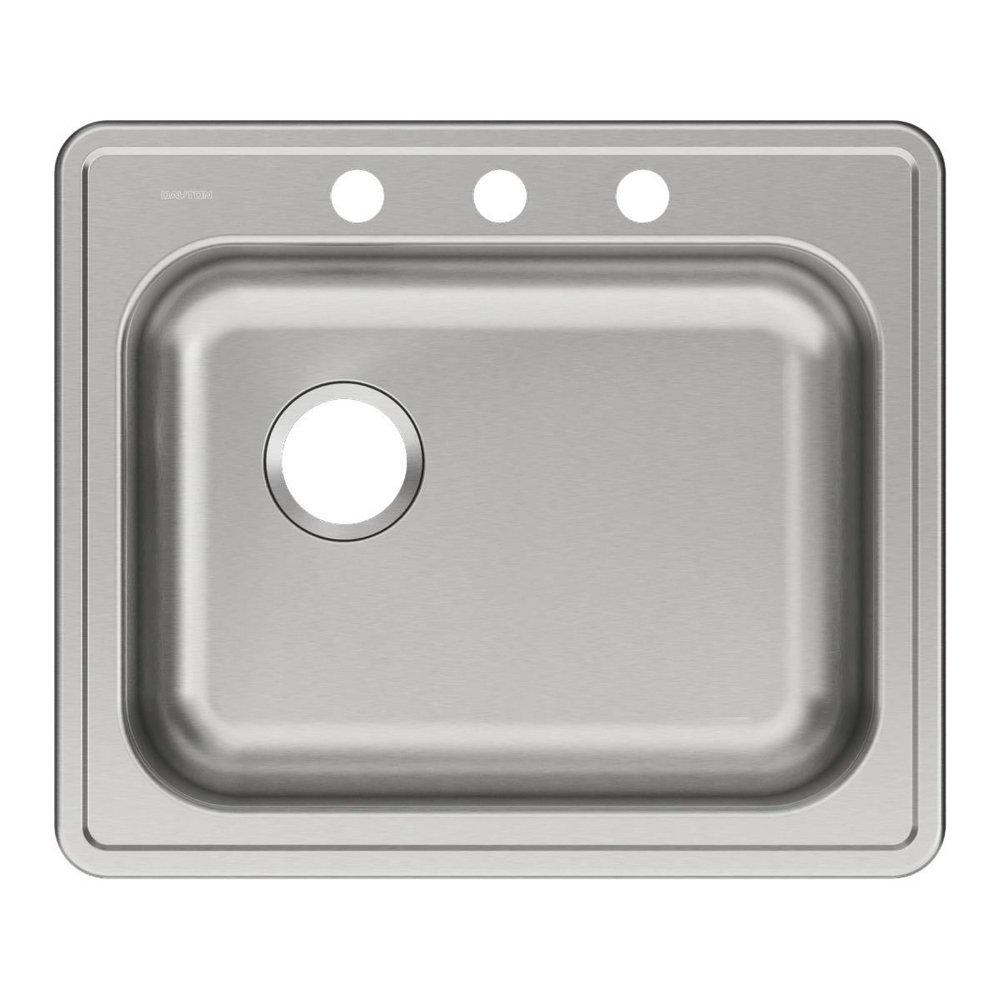 DAYTON Dayton GE12521L3 25 x 21-1/4 in. 3 Hole Stainless Steel Single Bowl Drop-in Sink